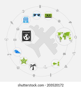Set of summer tourism icons