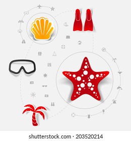 Set of summer tourism icons