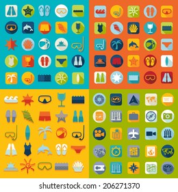 Set of summer tourism icons