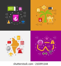 Set of summer tourism icons
