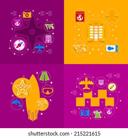 Set of summer tourism icons