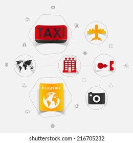 Set of summer tourism icons