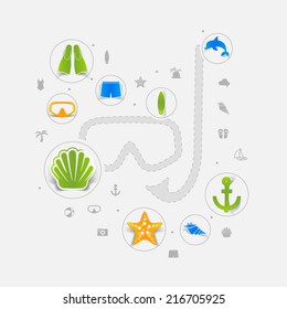 Set of summer tourism icons