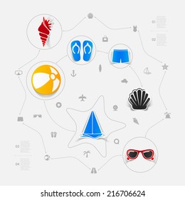 Set of summer tourism icons