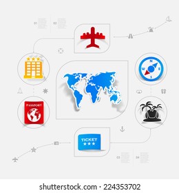 Set of summer tourism icons