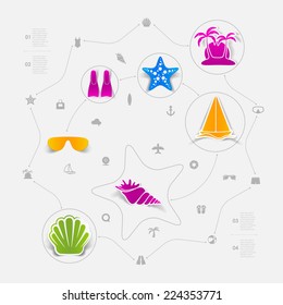 Set of summer tourism icons