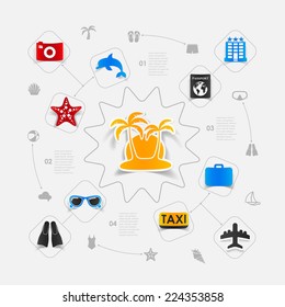 Set of summer tourism icons