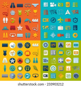 Set of summer tourism icons