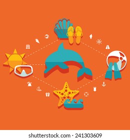 Set of summer tourism icons