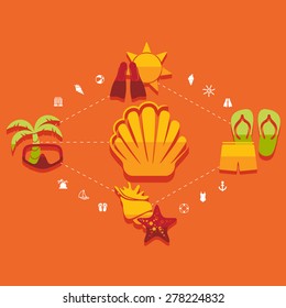 Set of summer tourism icons