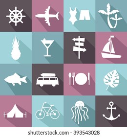 set of summer travel icons