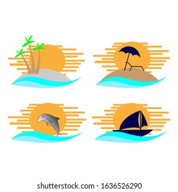 Set of summer travel and tourism vector illustrations