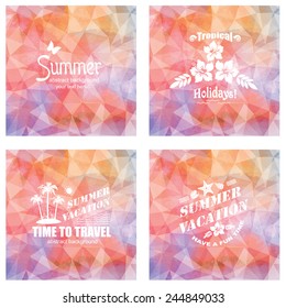 Set of summer tropical backgrounds. Abstract travel and vacation banners. Vector.