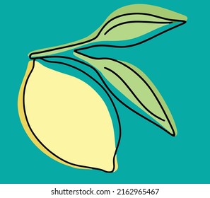 Set of summer tropical fruits. Collection of exotic fruits of lemons. Whole slices of fruit. Vector illustration in linear style with colored spots. For design, printing, postcards, invitations, cover