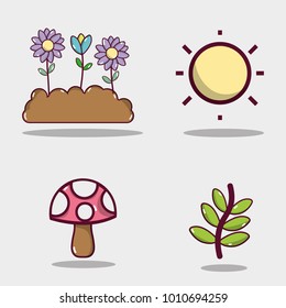 set summer tropical plants design