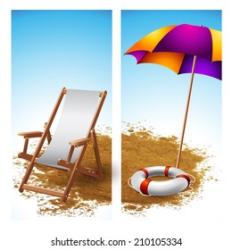 Set of summer vacation banners. Vector illustration