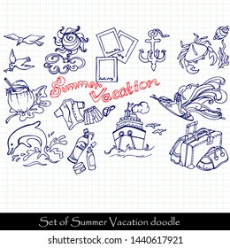 Set Summer Vacation Doodle Stock Vector (Royalty Free) 1440617921 ...