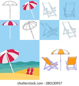 Set of summer vacation icons