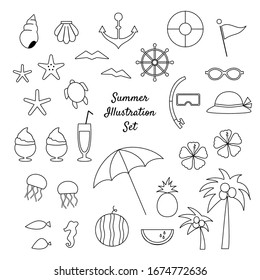 Set of summer vacation illustration