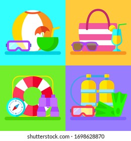 Set of summer vacation illustration. Vector illustration