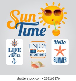 set of summer vector design elements