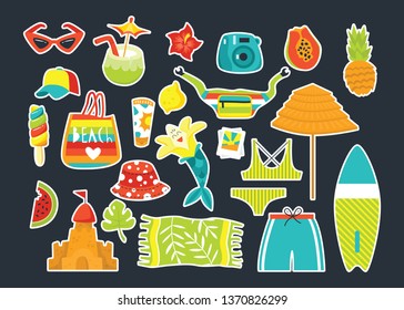 Set of summer vector elements. Flat style illustration