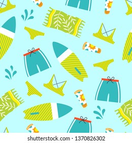 Set of summer vector elements. Flat style illustration