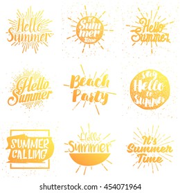 Set of Summer vector illustration quote for logo and poster