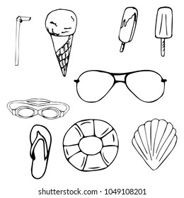 Set of summer, vector symbols