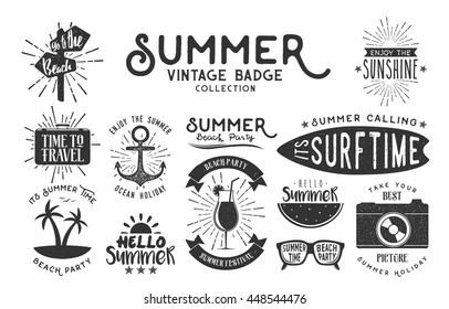 Set of summer vintage badge and quotes