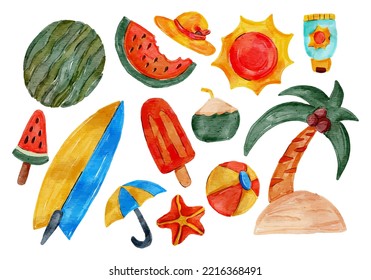 Set of Summer Watercolor Bundle 