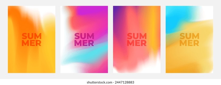 Conjunto de fondos borrosos de verano. Gradientes de color temáticos de verano para un Diseño gráfico creativo de temporada. Ilustración vectorial.