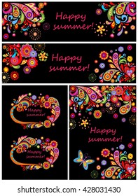 Set of summery decorative poster