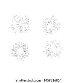 Set of sun burst, star burst sunshine. Radiating from the center of thin beams, lines. Dynamic style. Abstract explosion, speed motion lines from the middle, radiating sharp
