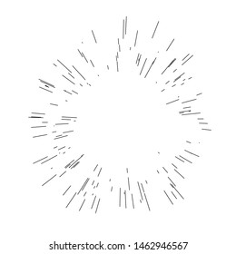 Set of sun burst, star burst sunshine. Radiating from the center of thin beams, lines. Dynamic style. Abstract explosion, speed motion lines from the middle, radiating sharp