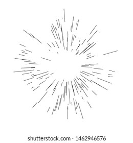 Set of sun burst, star burst sunshine. Radiating from the center of thin beams, lines. Dynamic style. Abstract explosion, speed motion lines from the middle, radiating sharp