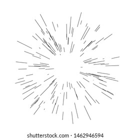 Set of sun burst, star burst sunshine. Radiating from the center of thin beams, lines. Dynamic style. Abstract explosion, speed motion lines from the middle, radiating sharp