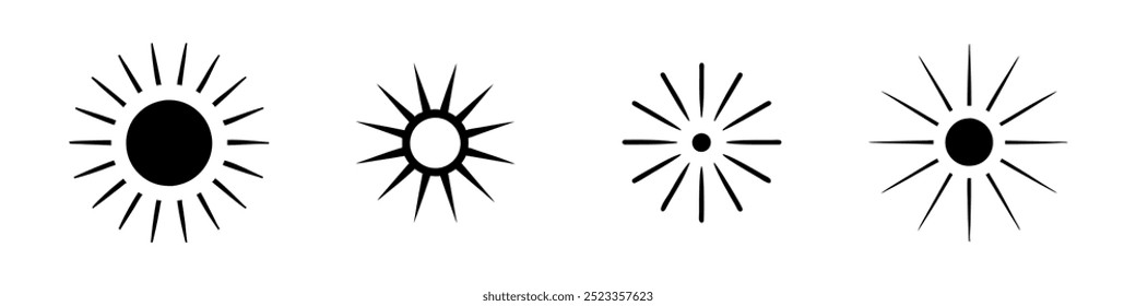 Conjunto de estallido de sol o icono de Vector de luz solar para App y Sitios web