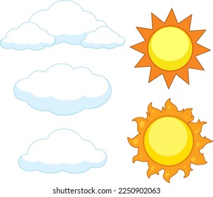 Set of sun and cloud illustration