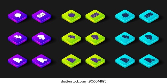 Set Sun and cloud weather, Rainbow with clouds, Cloud rain, Storm, Weather forecast and  icon. Vector
