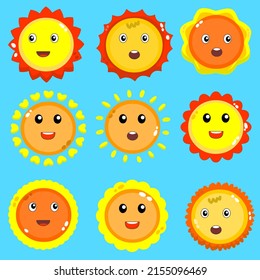 set sun cute in vector,the sun cartoon