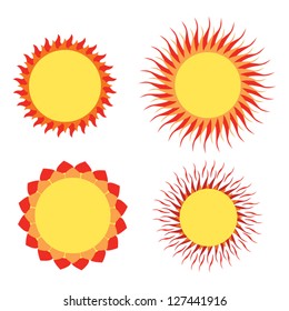 Set of sun design elements Vector illustration.