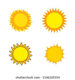 Set of sun design icon template. Sunlight and sunshine logo. Nature solar concept vector illustration collection