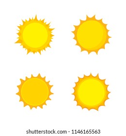 Set of sun design icon template. Sunlight and sunshine logo. Nature solar concept vector illustration collection