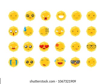 A set of sun emoticon cartoon
