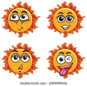 A Set of Sun Expression Face illustration