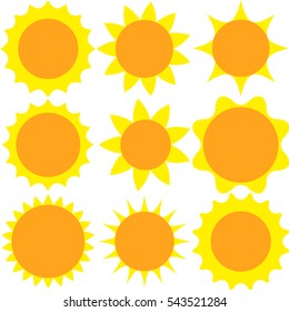 Set sun flat design on a white background