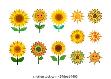 Conjunto de Ilustración vectorial de flor de sol