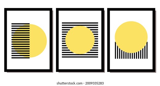 Conjunto de holograma solarResumen de arte geométrico de pared. Ilustración de mediados de siglo en estilo minimal para el fondo de la decoración de la casa. Forma Art Set de pintura de color suave al estilo boho. diseños de plantillas de afiches.