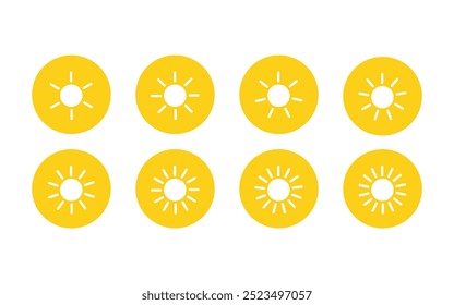 Icône ensemble soleil, Icône luminosité soleil plat. Image vectorielle eps